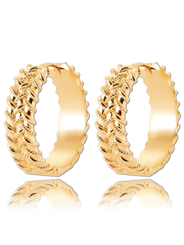 Ohrringe vergoldet (Gelbgold 750) Geflecht Creolen
