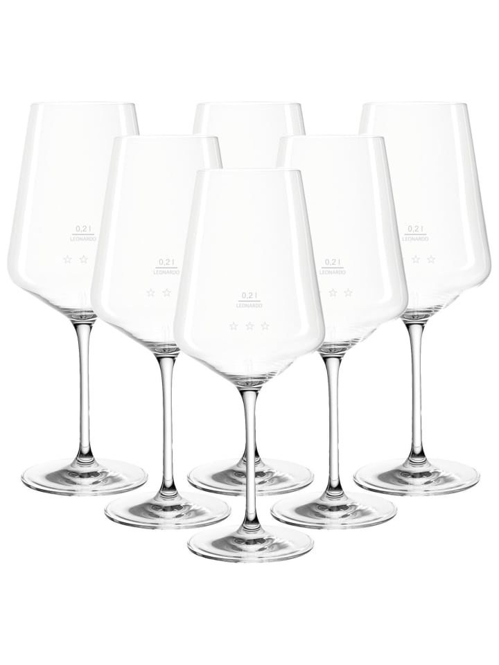 6er Set Rotweingläser geeicht Puccini Gastro-Edition in 0,2 l in transparent