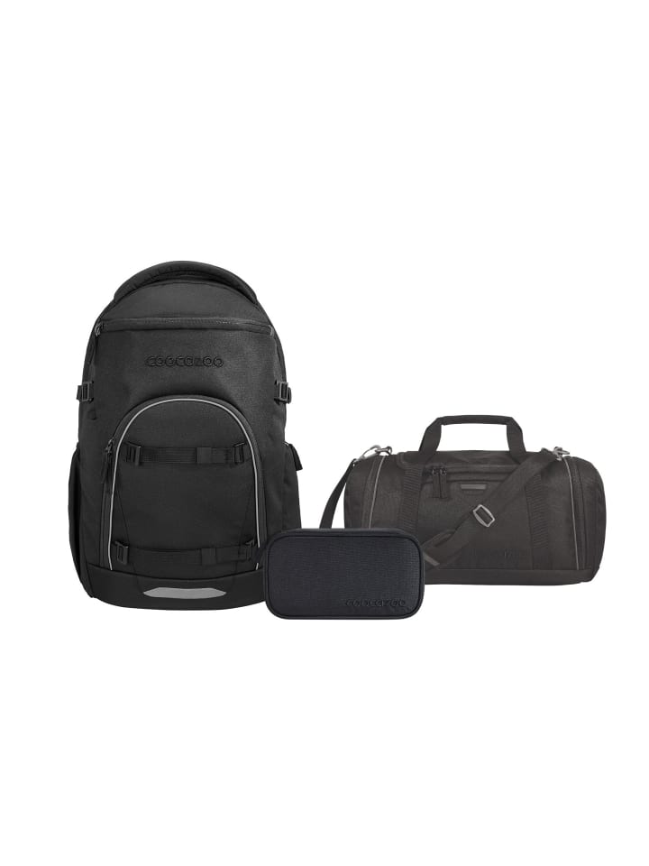 Schulrucksack-Set BYTE "Black Coal" 3-tlg. in Schwarz