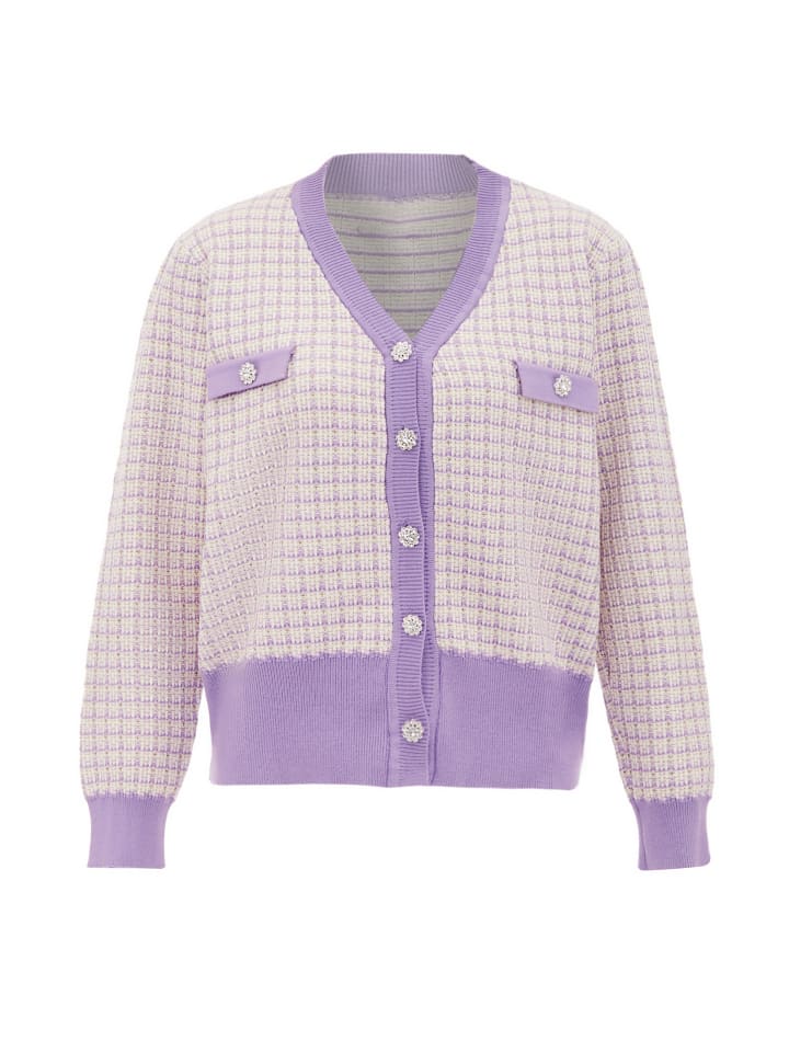 Women Strickjacke in Wollweiss Lavendel