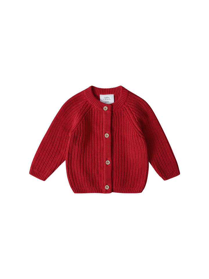 Gerippter Strick-Cardigan in red