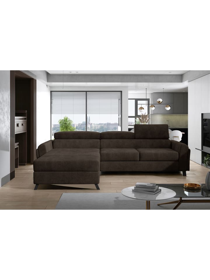 Mariam Recamiere Links in Braun - (L) 200 x (B) 288 x (H) 92 cm