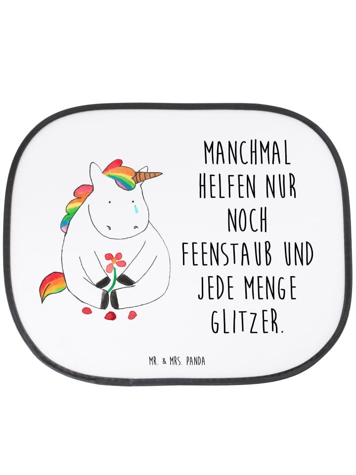 Autofenster Sonnenschutz Einhorn Traurig mit Sp... in Weiß