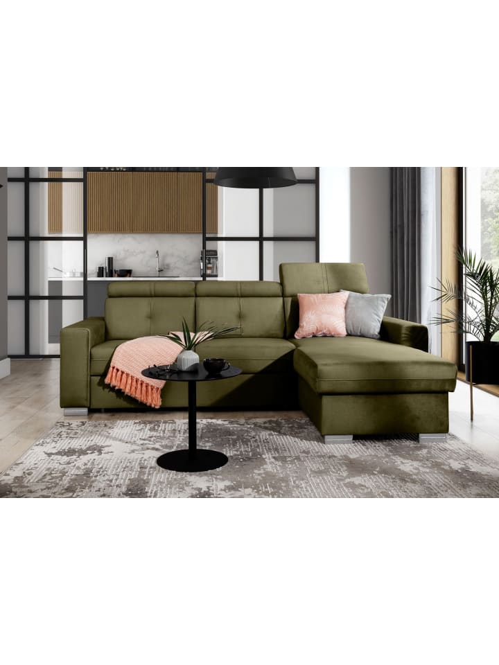 Falcon Recamiere Rechts in Moos - (L) 248 x (B) 248 x (H) 95 cm