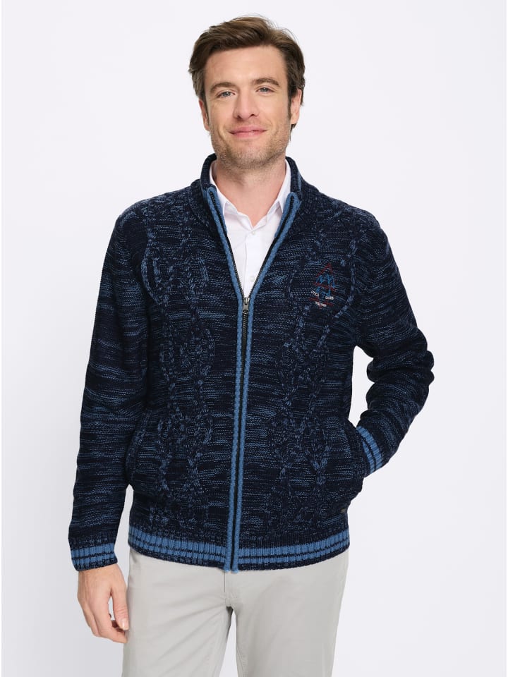 Strickjacke in marine-mittelblau-meliert