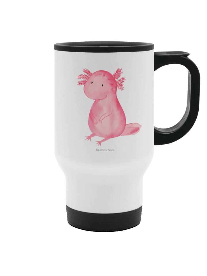 Isolierbecher Axolotl Niedlich ohne Spruch in Weiß