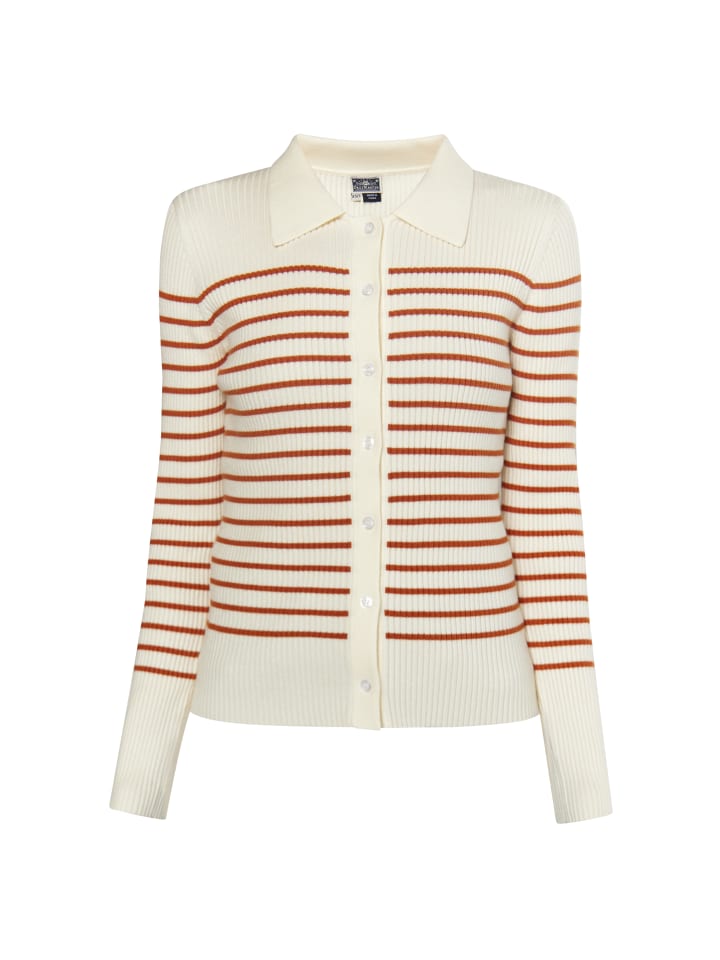 Damen Strickjacke in Wollweiss Orange