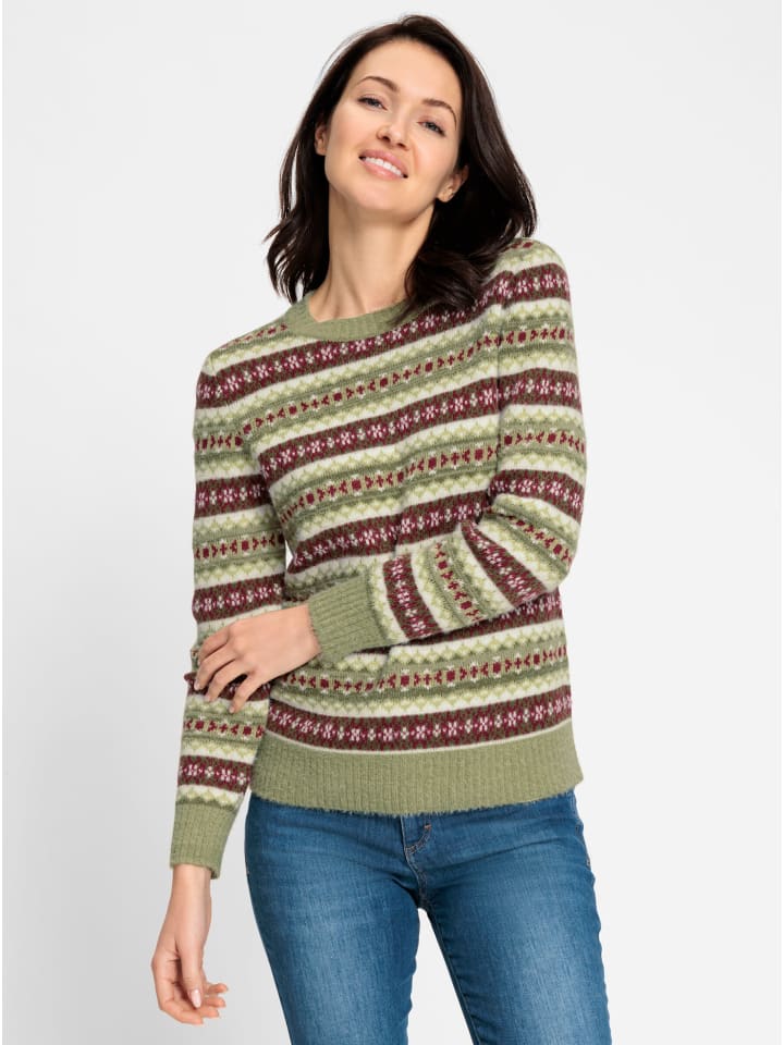 Jacquard-Pullover in schilf-bordeaux-gemustert