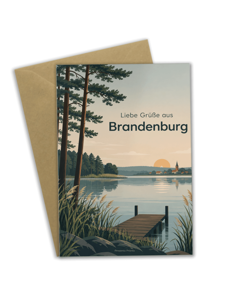 Grußkarte Landschaft modern Design mit Spruch in Weiß