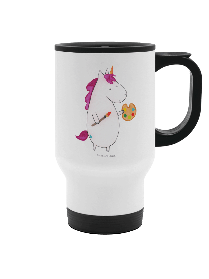 Thermosbecher Einhorn Künstler ohne Spruch in Weiß