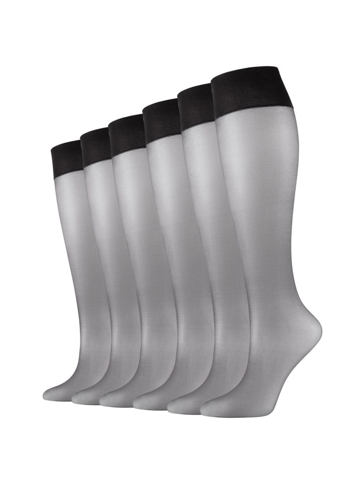 Kniestrümpfe 6er Pack black