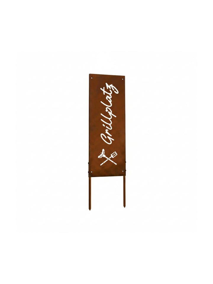 Edelrost-Gartendeko "Grillplatz" in Braun - 85 x 28 cm