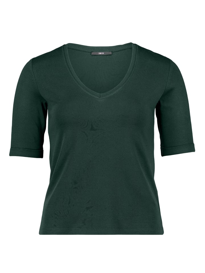 Basic Shirt mit V-Ausschnitt in Green Forest