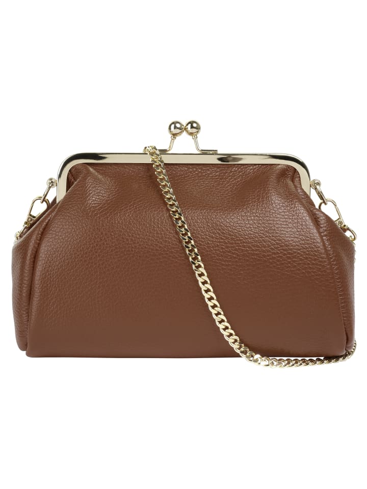 Abendtasche echt Leder in cognac