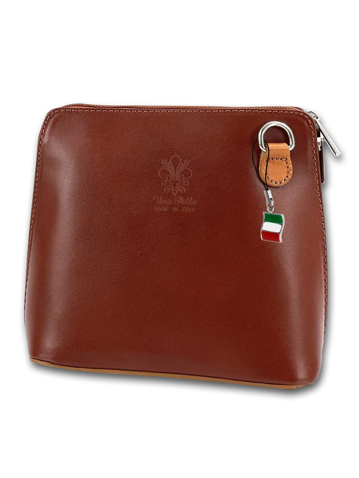 Leder Umhängetasche, Schultertasche Florence Tasche braun, dunkelbraun ca. 17cm