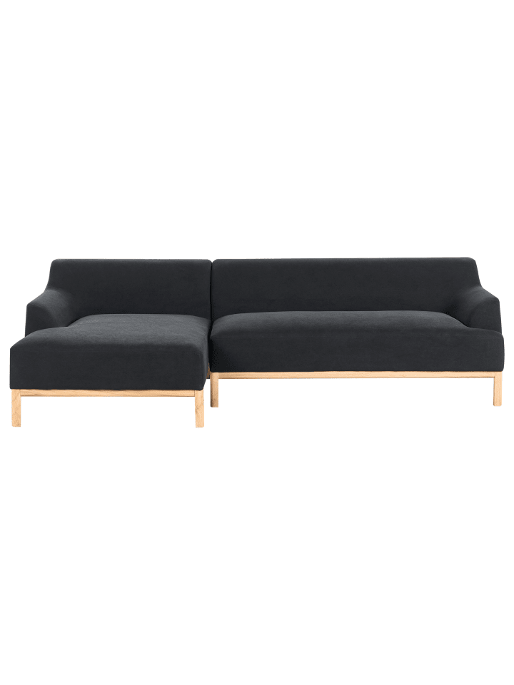 Ecksofa SOSJO in Schwarz/Braun - (W) 251 x (H) 74 x (L) 132 cm rechtsseitig