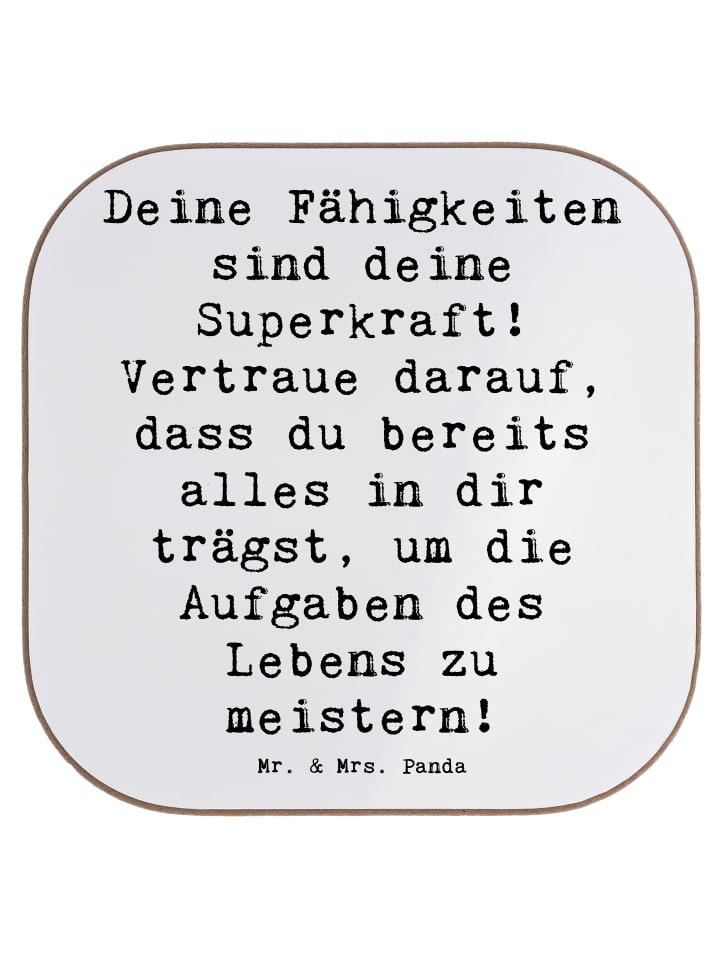 Coaster Spruch Vertrauen in Fähigkeiten mit Spruch in Weiß