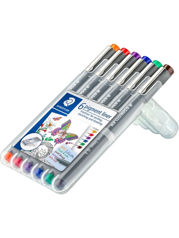 Pigment liner 0,3mm farbig sortiert Packung mit 6 Stück