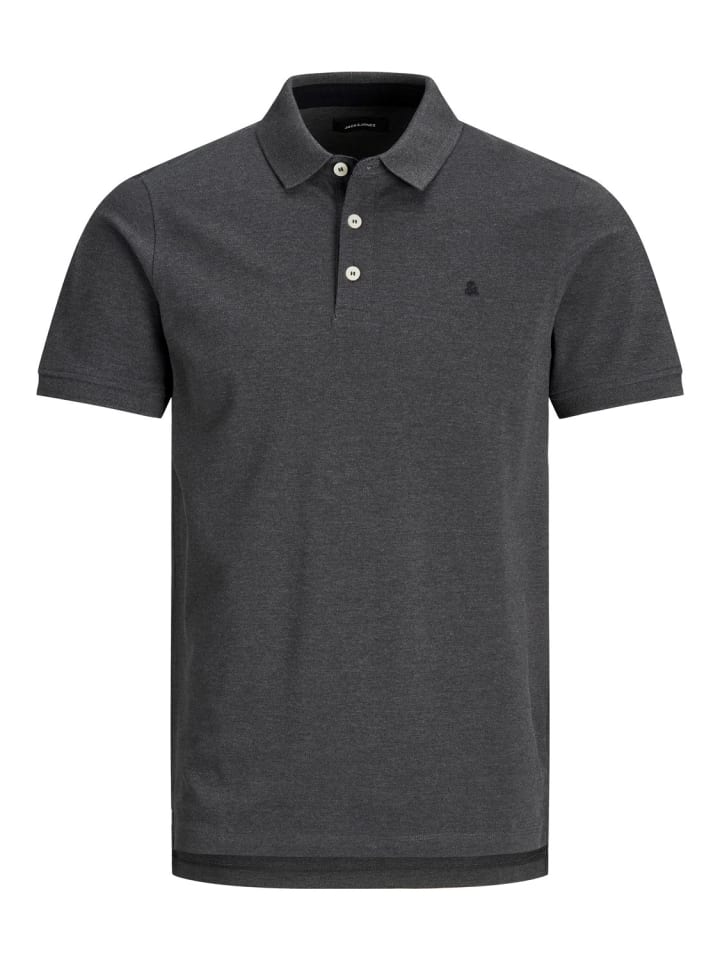 Polo Shirt JJEPAULOS Sommer Hemd Kragen Pique Cotton in Dunkelgrau-3