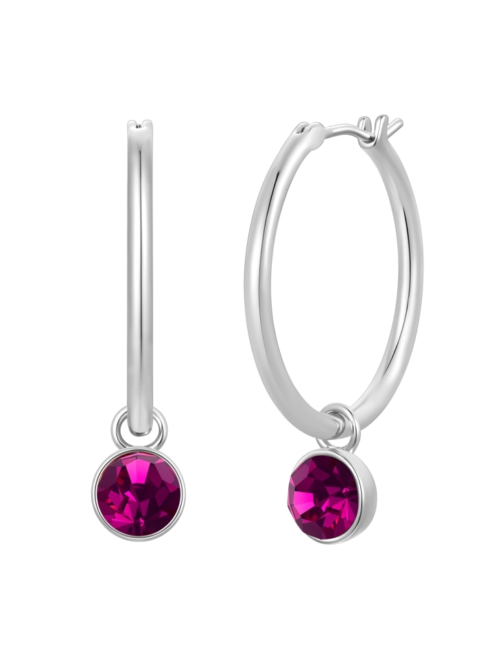 Creolen aus Messing mit Glaskristall in silber