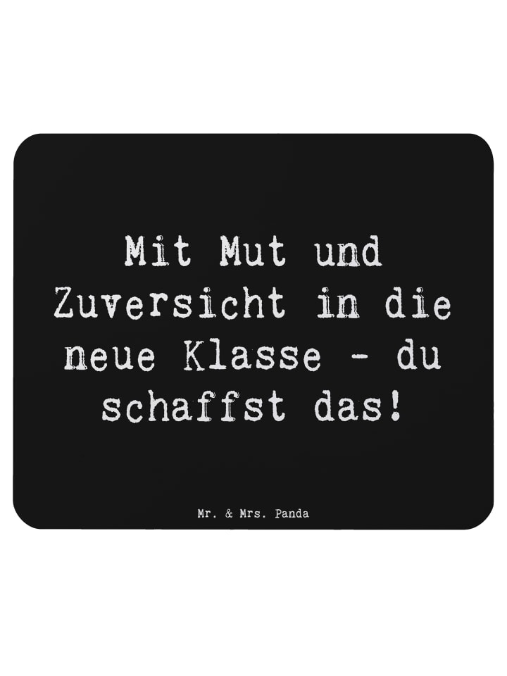 Maus-Pad Spruch Erster Schultag Mut und Zuversi... in Schwarz