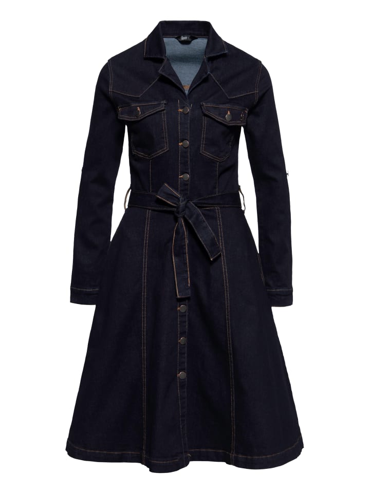 Queen Kerosin Workwear Swing Kleid in Denim