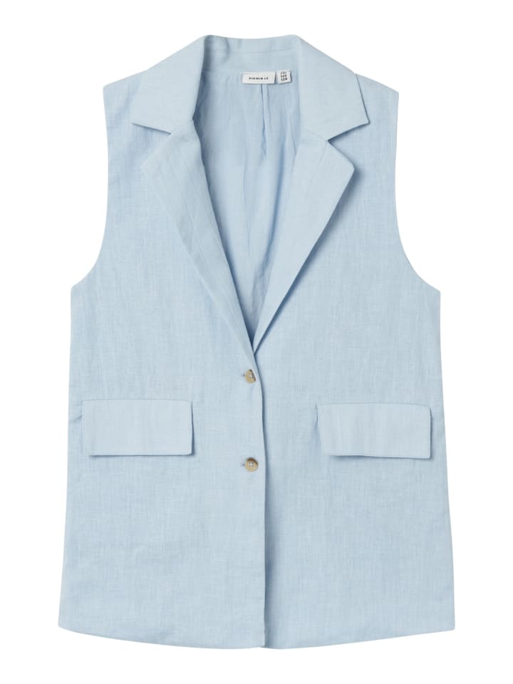 Long-Weste NKFFALINNEN WAISTCOAT in chambray blue