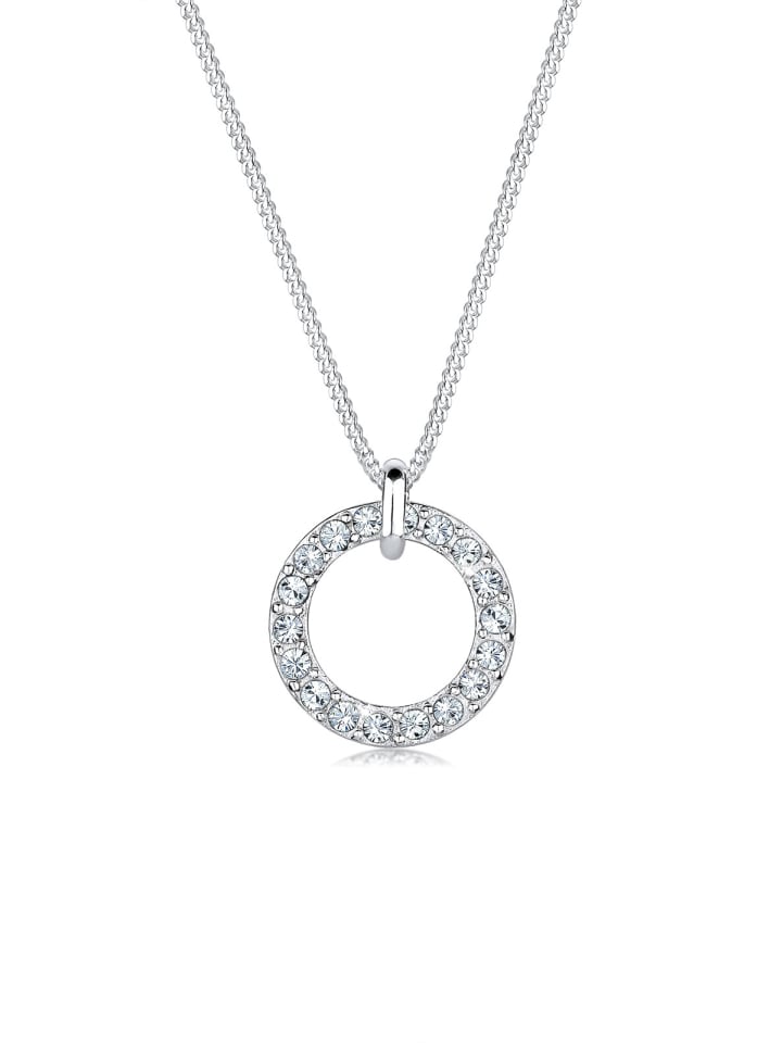 Halskette 925 Sterling Silber Kreis in Weiß