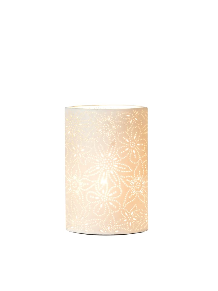 Porzellan Lampe "Prickel Blume" in Weiß - H. 28 cm - B. 18 cm
