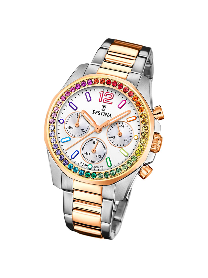 Analog-Armbanduhr Festina Boyfriend silber, rose mittel (ca. 38mm)
