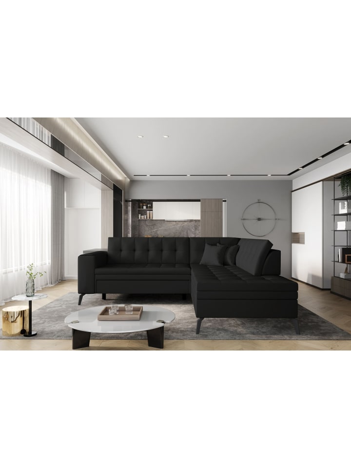 Lenny Recamiere Rechts in Schwarz - (L) 210 x (B) 260 x (H) 93 cm