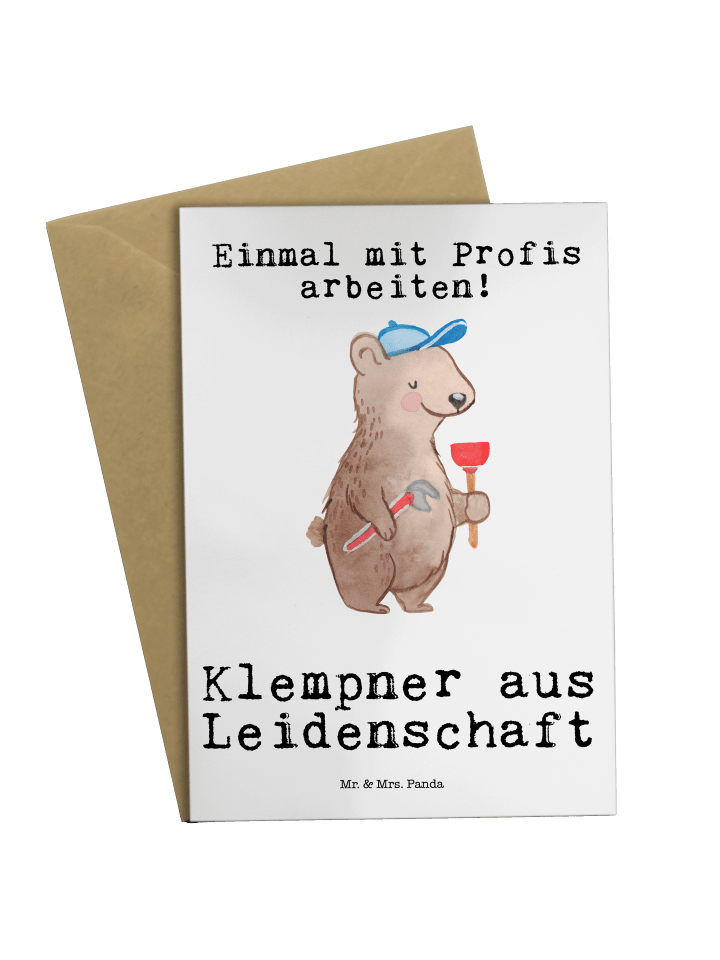Grußkarte Klempner Leidenschaft mit Spruch in Weiß