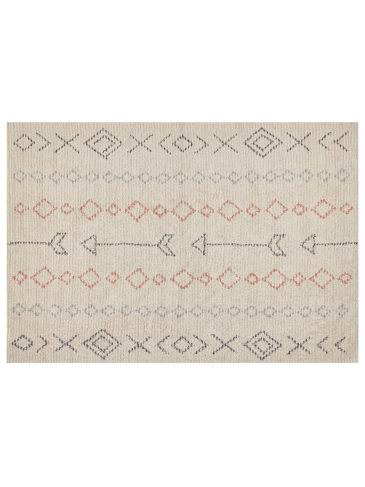 Kurzflor DISPUR in Beige/Schwarz/Orange - (W) 140 x (H) 200 x (L) 200 cm