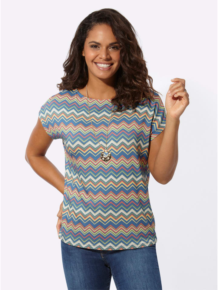 Shirt in eucalyptus-koralle-gemustert