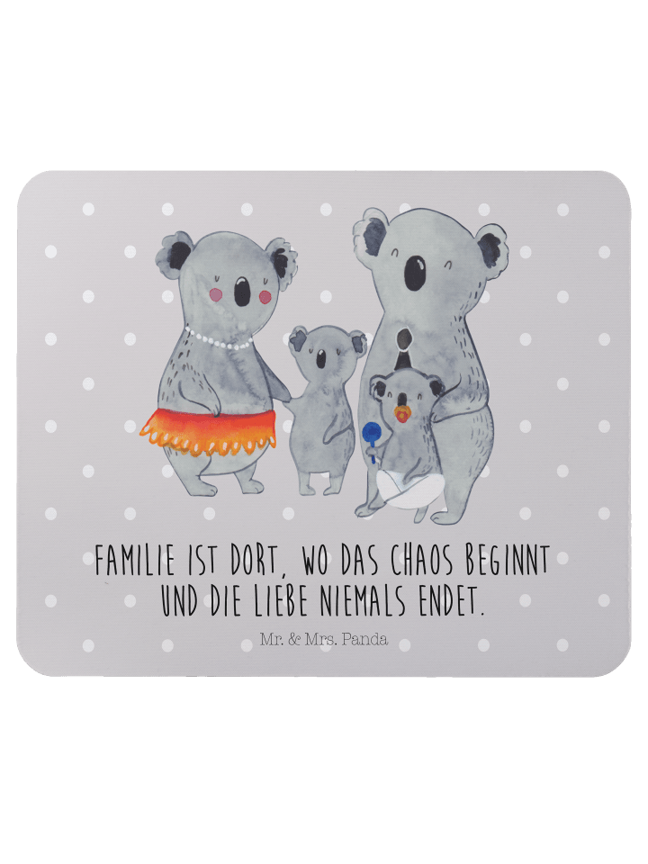 Mouse Pad Koala Familie mit Spruch in Grau Pastell