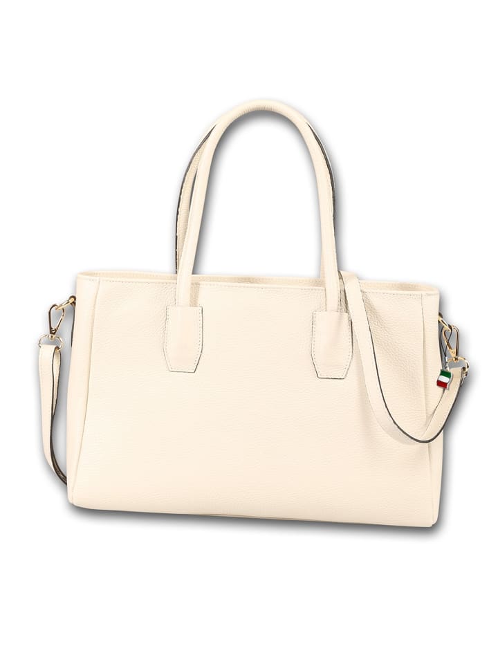 Leder Handtasche Florence Tasche beige ca. 35cm