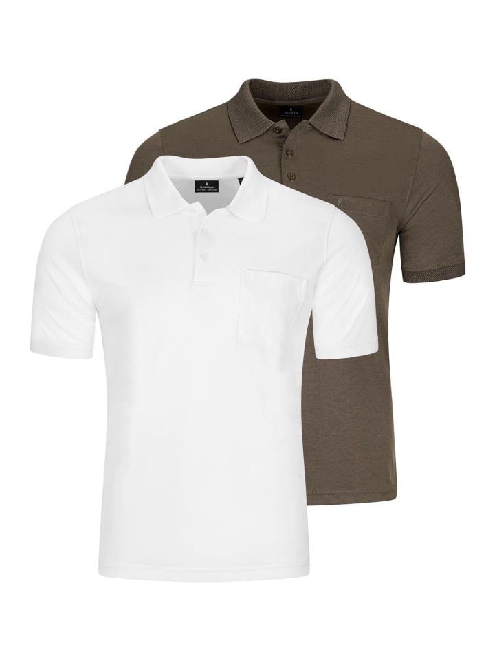 Poloshirt Basic in Weiß / braun