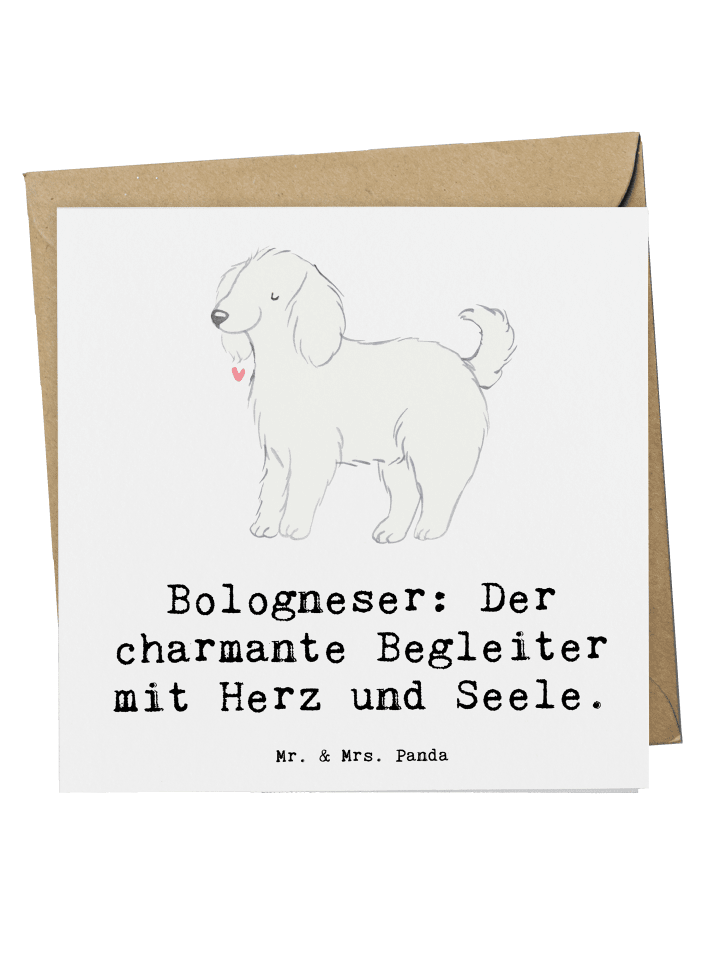 Deluxe Karte Bologneser Begleiter mit Spruch in Weiß