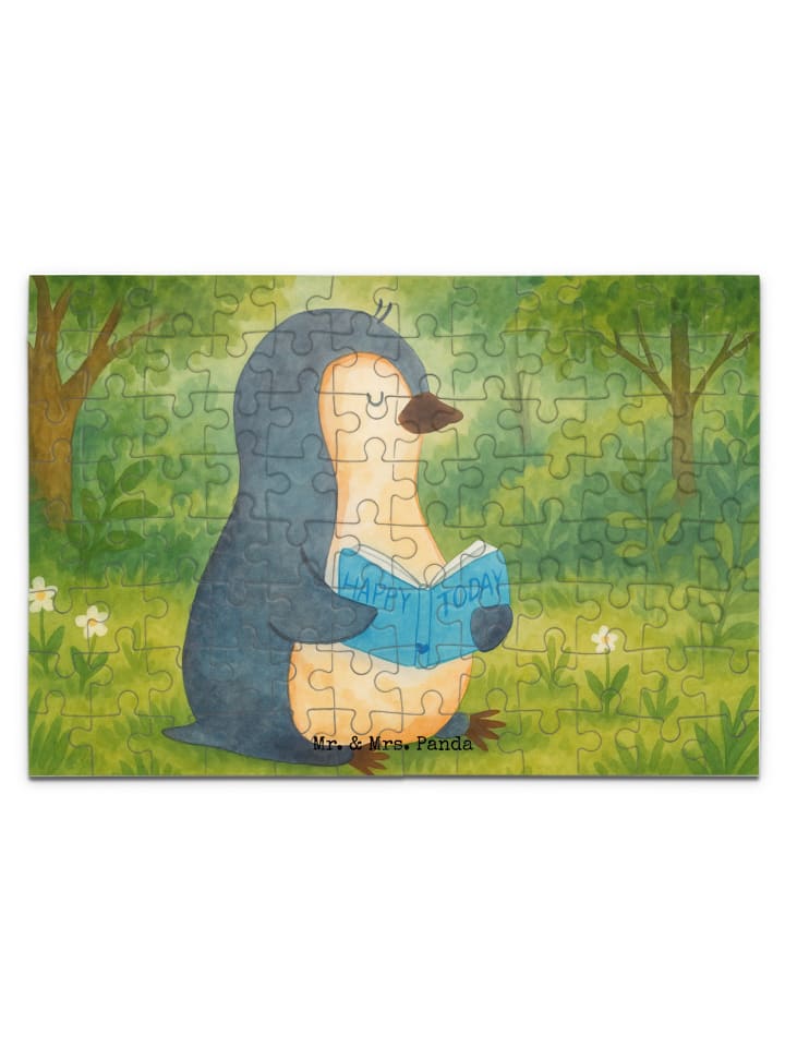 Puzzle Pinguin Buch Design ohne Spruch in Weiß
