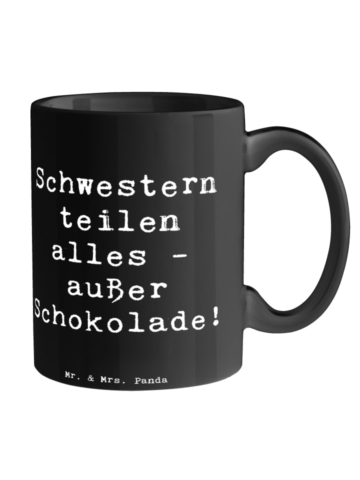 Tasse Schwestern Liebe mit Spruch in Schwarz