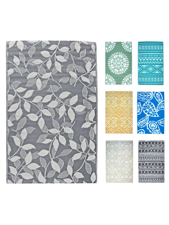 Outdoor Teppich 120x180cm In- & Outdoor in Blatt Grau