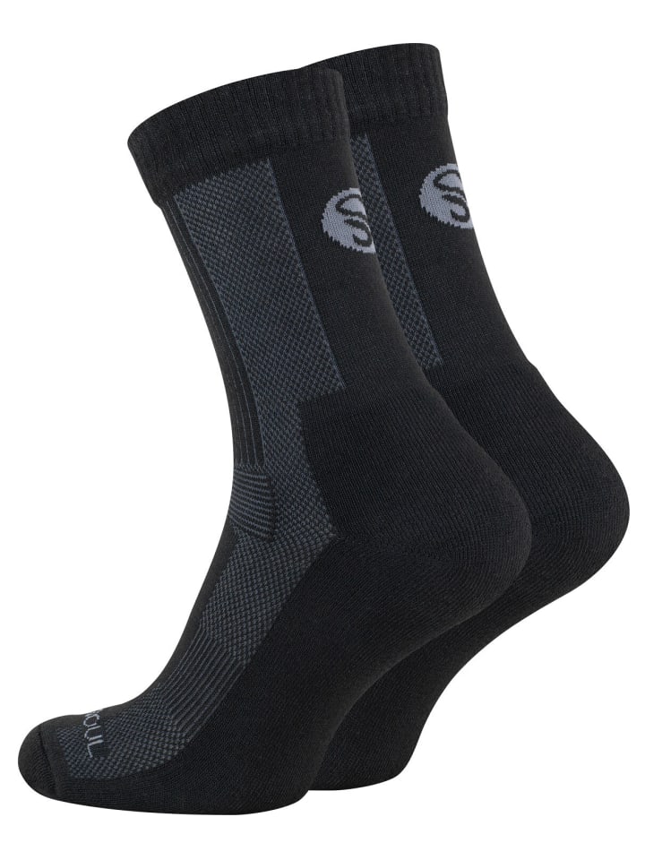 Merino Outdoor Trekking Socken in schwarz