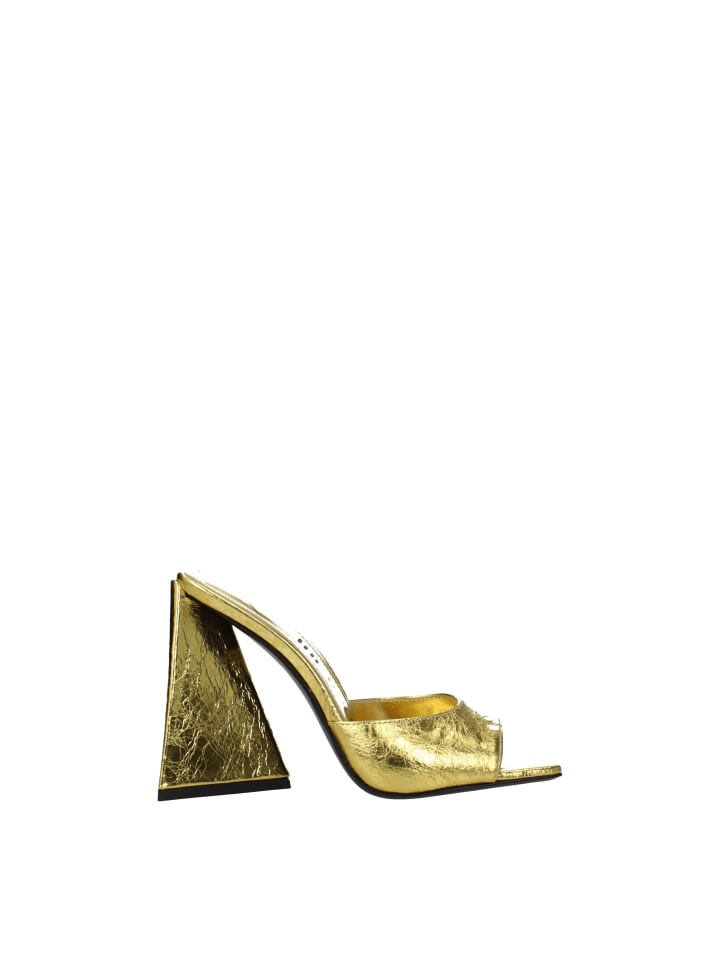 Gold Leder Plateau Sandalen