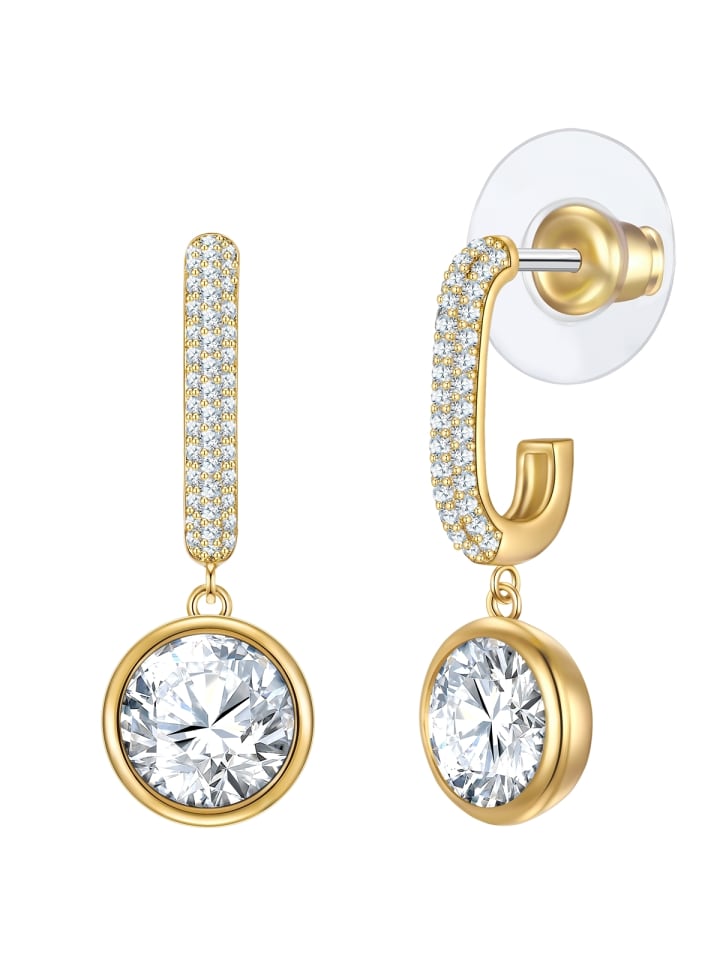 Creolen aus Messing mit Zirkonia in gelbgold