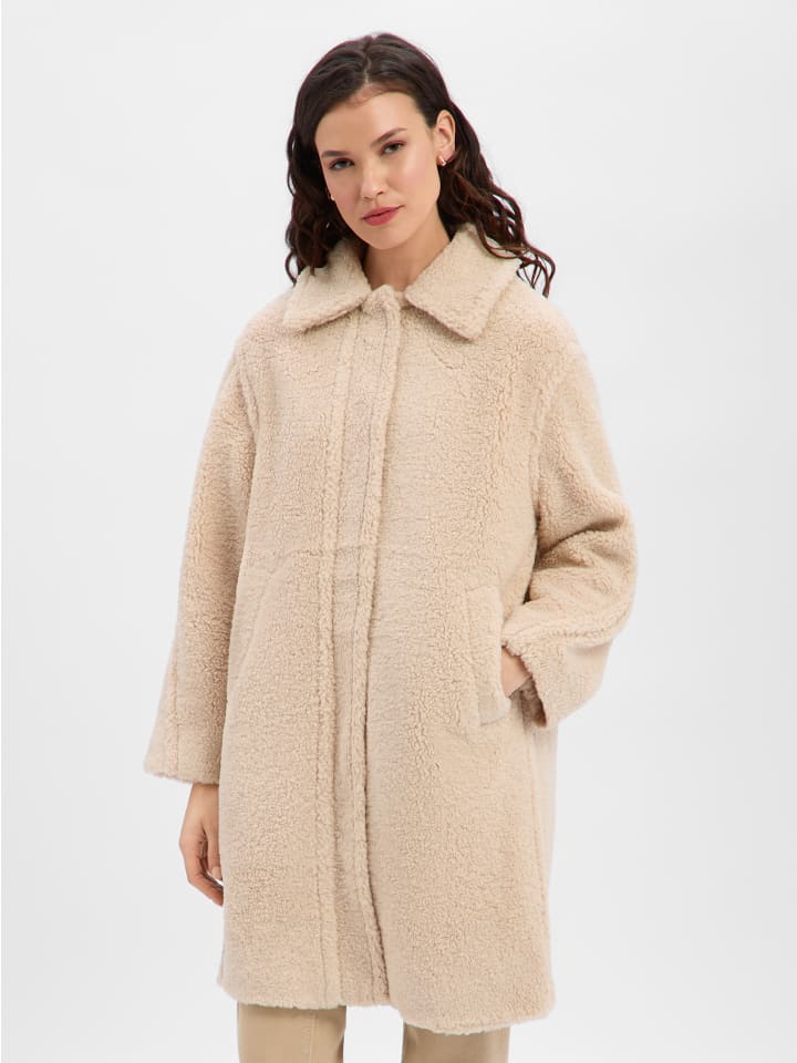 Teddyfellmantel Heddy in beige - 0001
