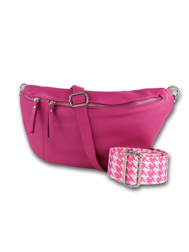 Leder Gürteltasche Toscanto Tasche pink ca. 37cm