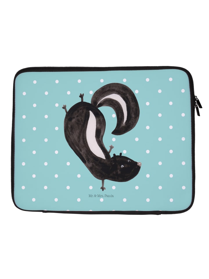 Laptop Tasche Stinktier Handstand ohne Spruch in Türkis Pastell