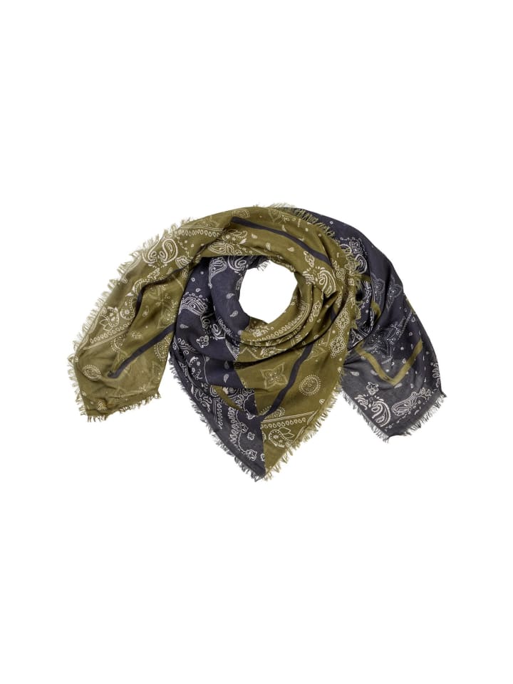 Schal mit Allover Print in Oliv