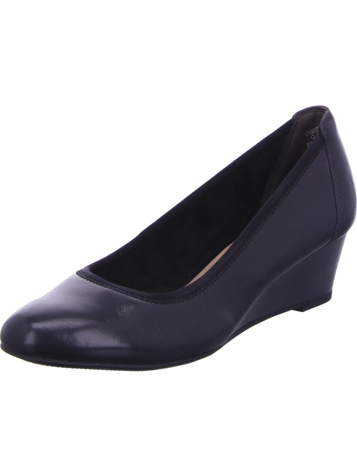 Keilpumps in BLACK LEATHER