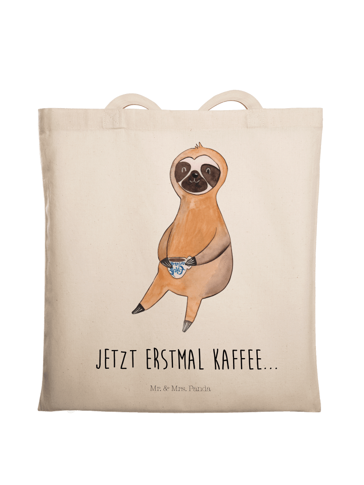 Shopping Bag Faultier Kaffee mit Spruch in Creme